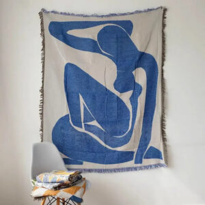 Abstract Reversible Woven Tapestry Blanket