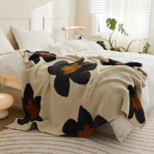Floral Plush Knit Throw Blanket