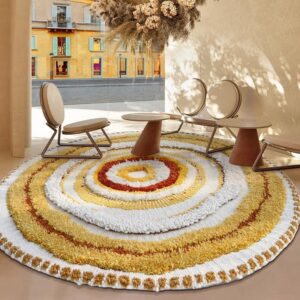 Organic Pattern 3D Wool Round Rug